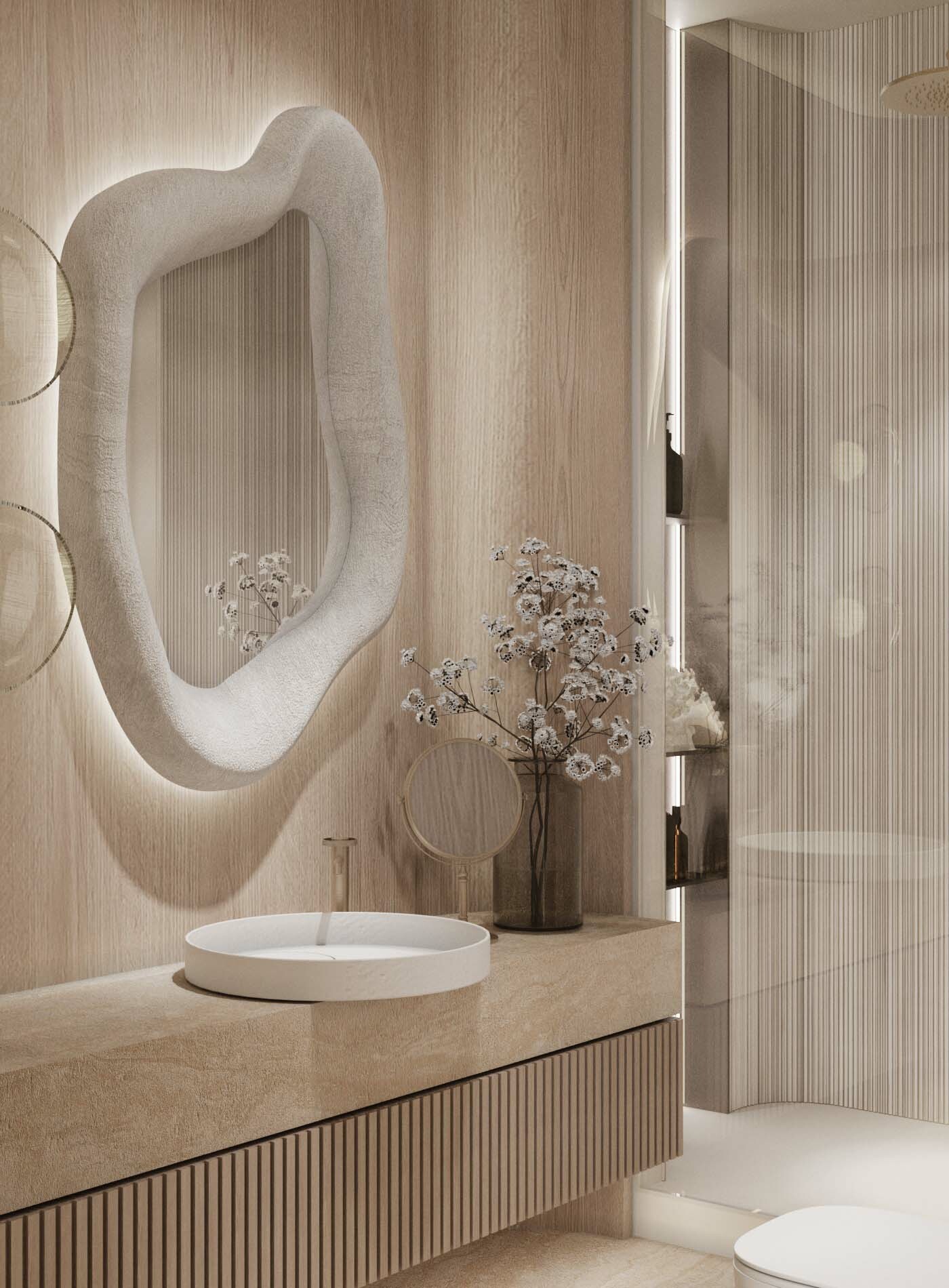 Cozy stylish bathroom design in Zolotoy Residences by Nino Zvarkovskaya Interior Design